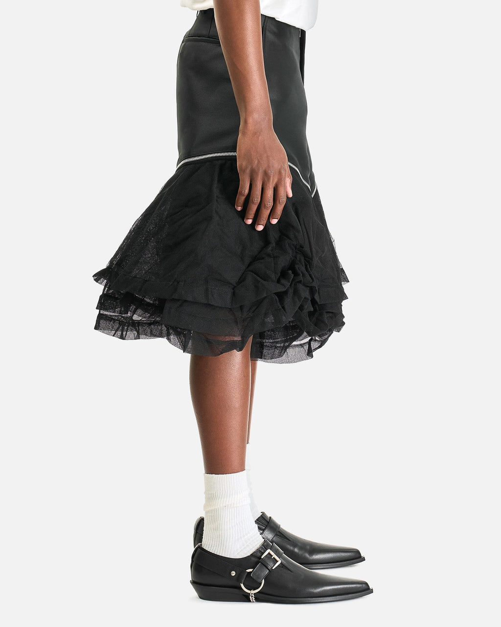 Оригінальна Mesh Flare Shorts In Black Comme des garcons – детальний вид