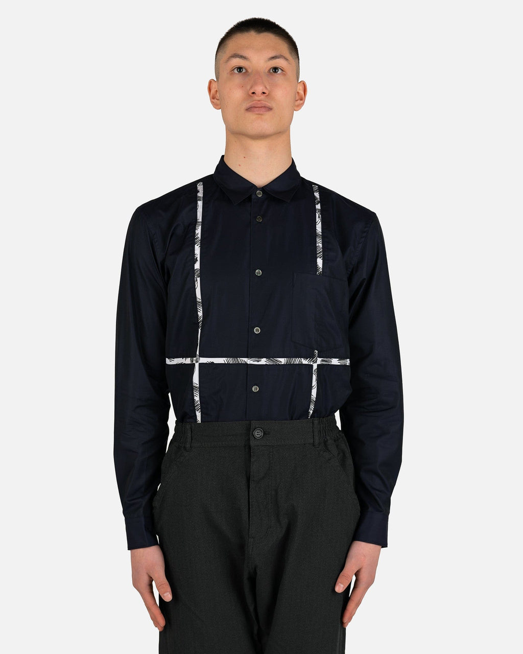 Mickey Mouse Paneled Button-Up In Navy Comme des garcons оригінал – Купити в Україні – боковий вид