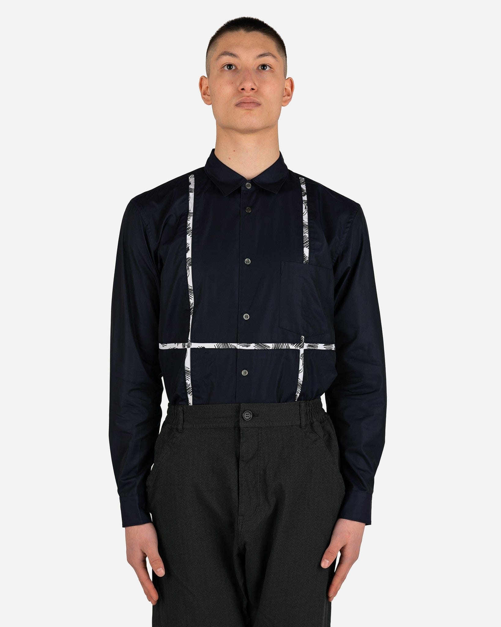 Mickey Mouse Paneled Button-Up In Navy Comme des garcons оригінал – Купити в Україні – боковий вид