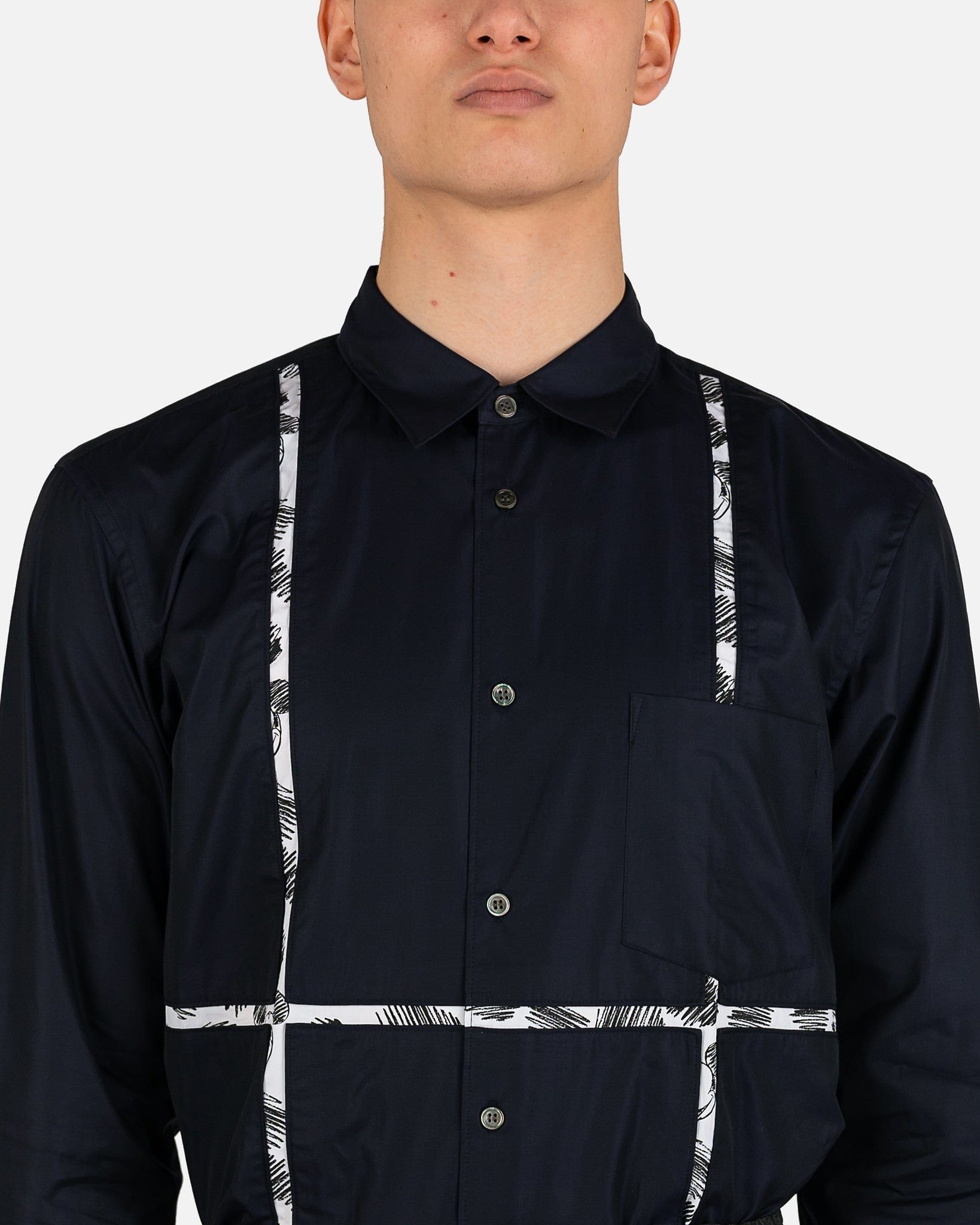 Mickey Mouse Paneled Button-Up In Navy Comme des garcons оригінал – Купити в Україні – збільшений вид