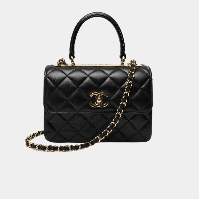 Mini Flap Bag With Top Handle Lambskin Black Chanel оригінал – Купити в Україні – боковий вид