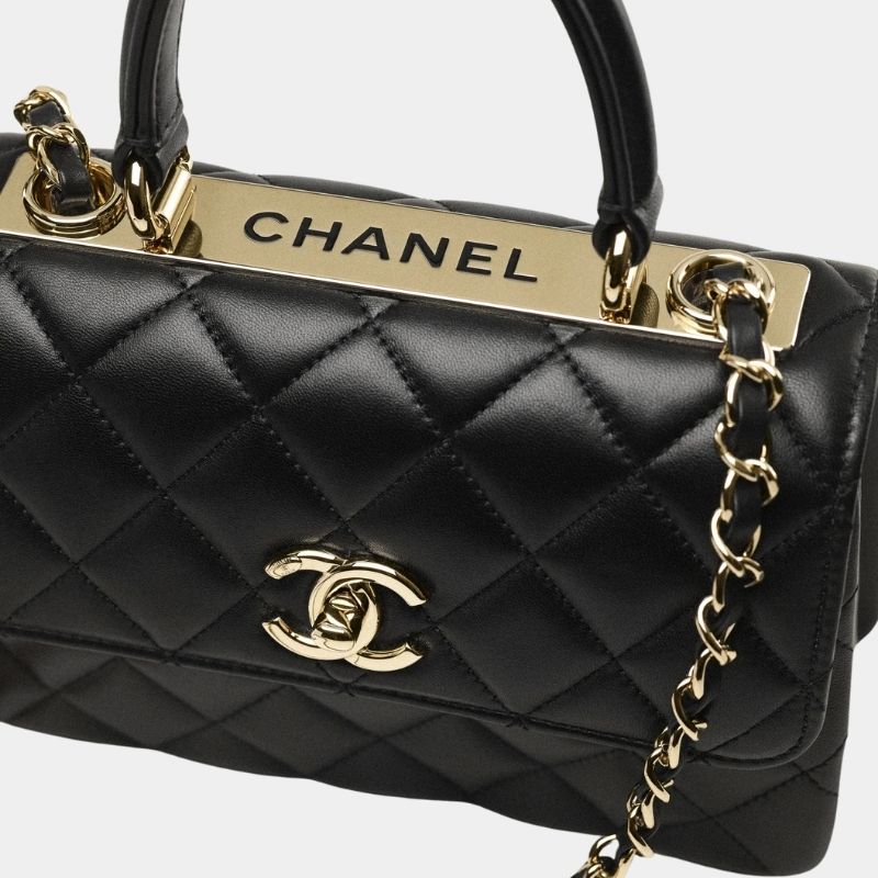 Mini Flap Bag With Top Handle Lambskin Black Chanel оригінал – Купити в Україні – вид ззаду