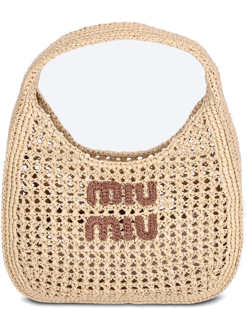 Raffia Effect Woven Hobo Bag Miu miu оригінал – Купити в Україні