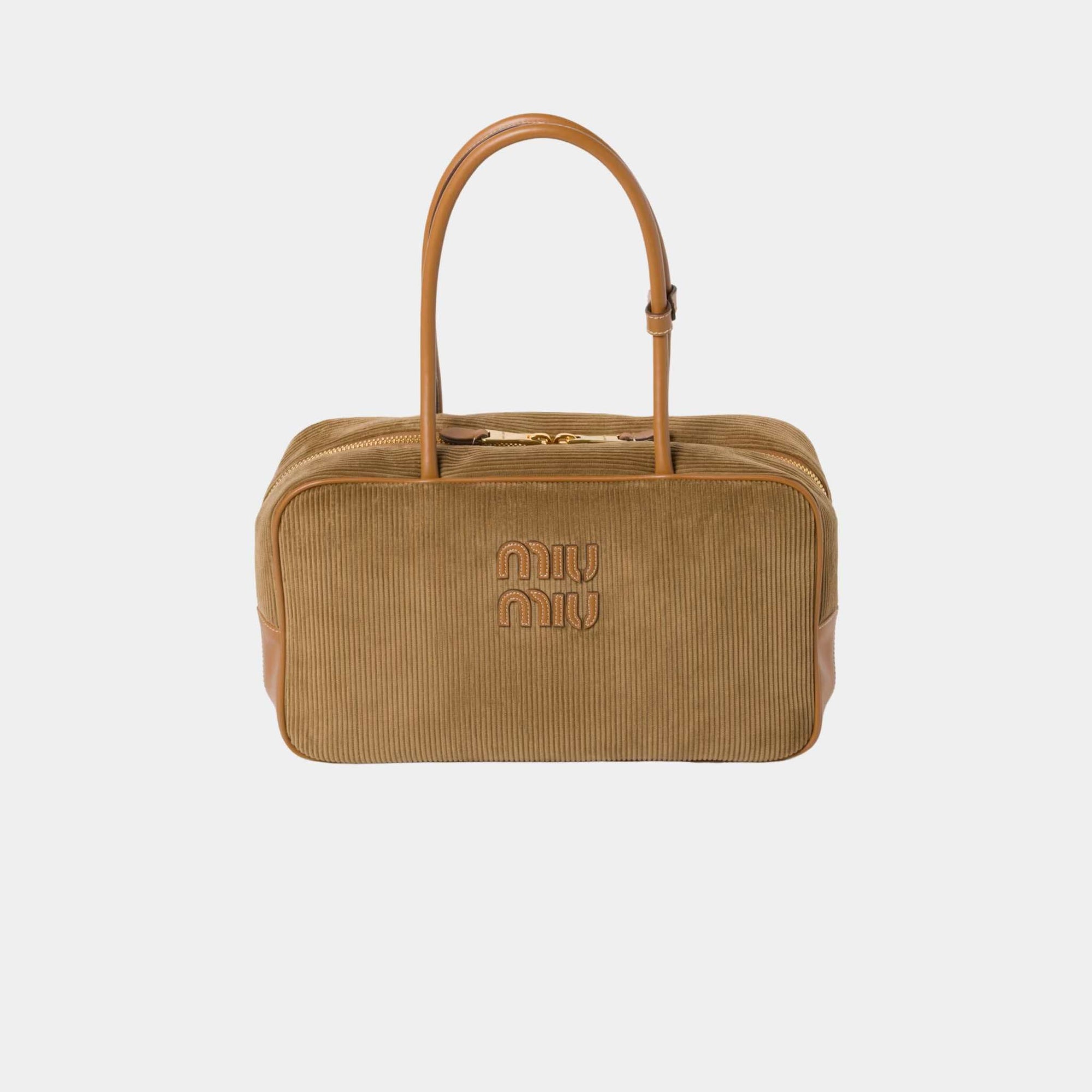 Оригінальна Beau Corduroy Top Handle Bag Cinnamon Miu miu – боковий вид