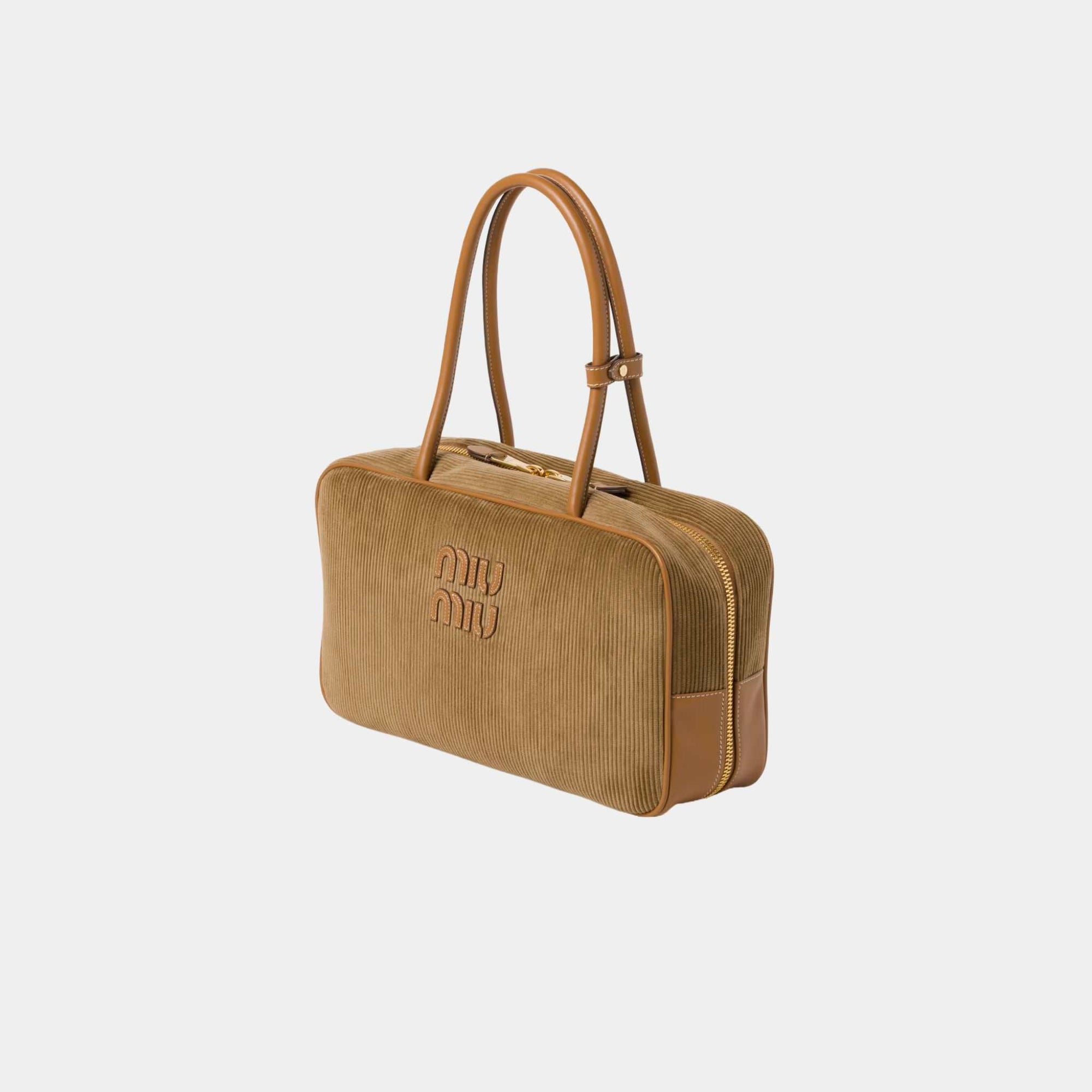 Оригінальна Beau Corduroy Top Handle Bag Cinnamon Miu miu – вид ззаду