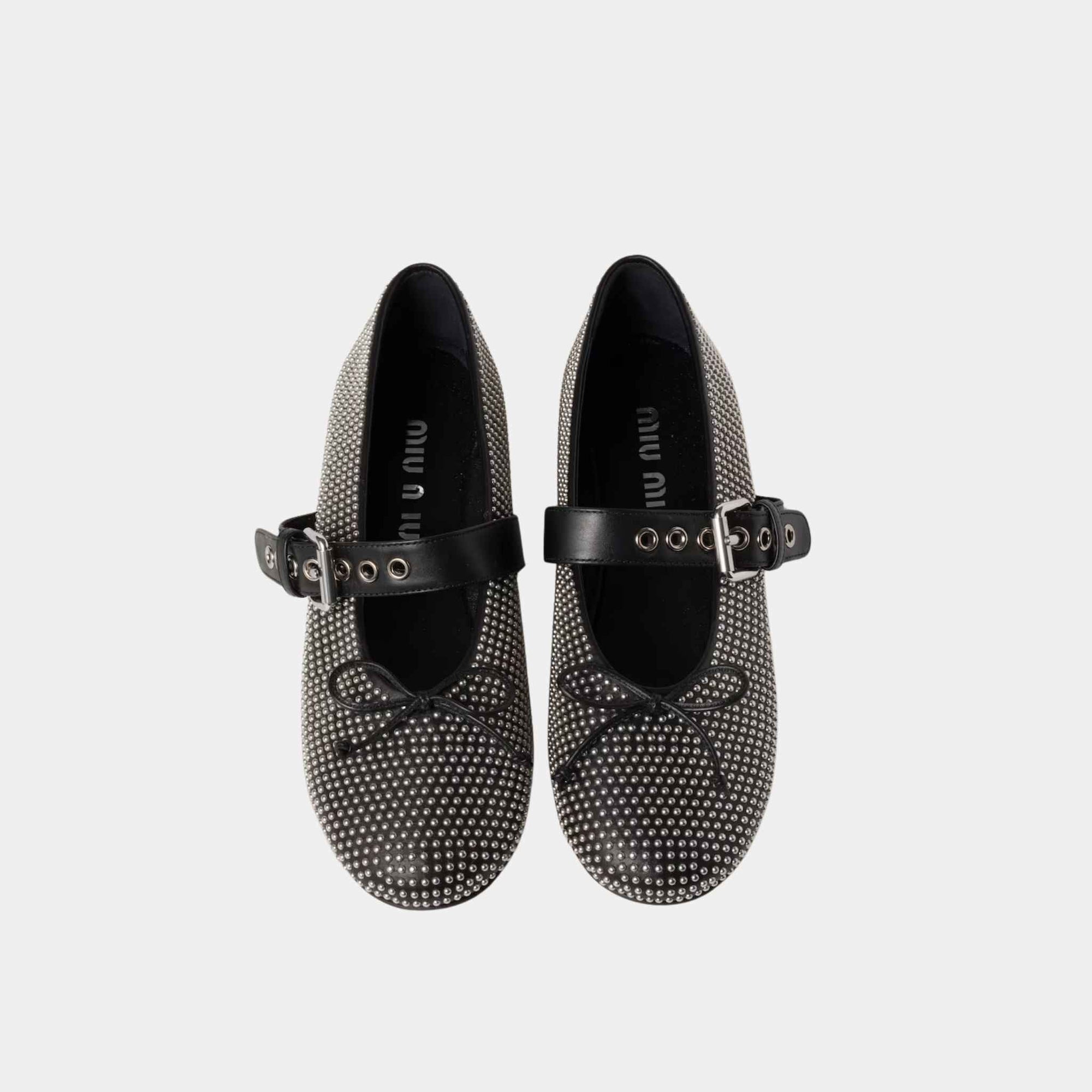 Оригінальна Calf Leather Ballerina Flats With Studs Miu miu – вид ззаду
