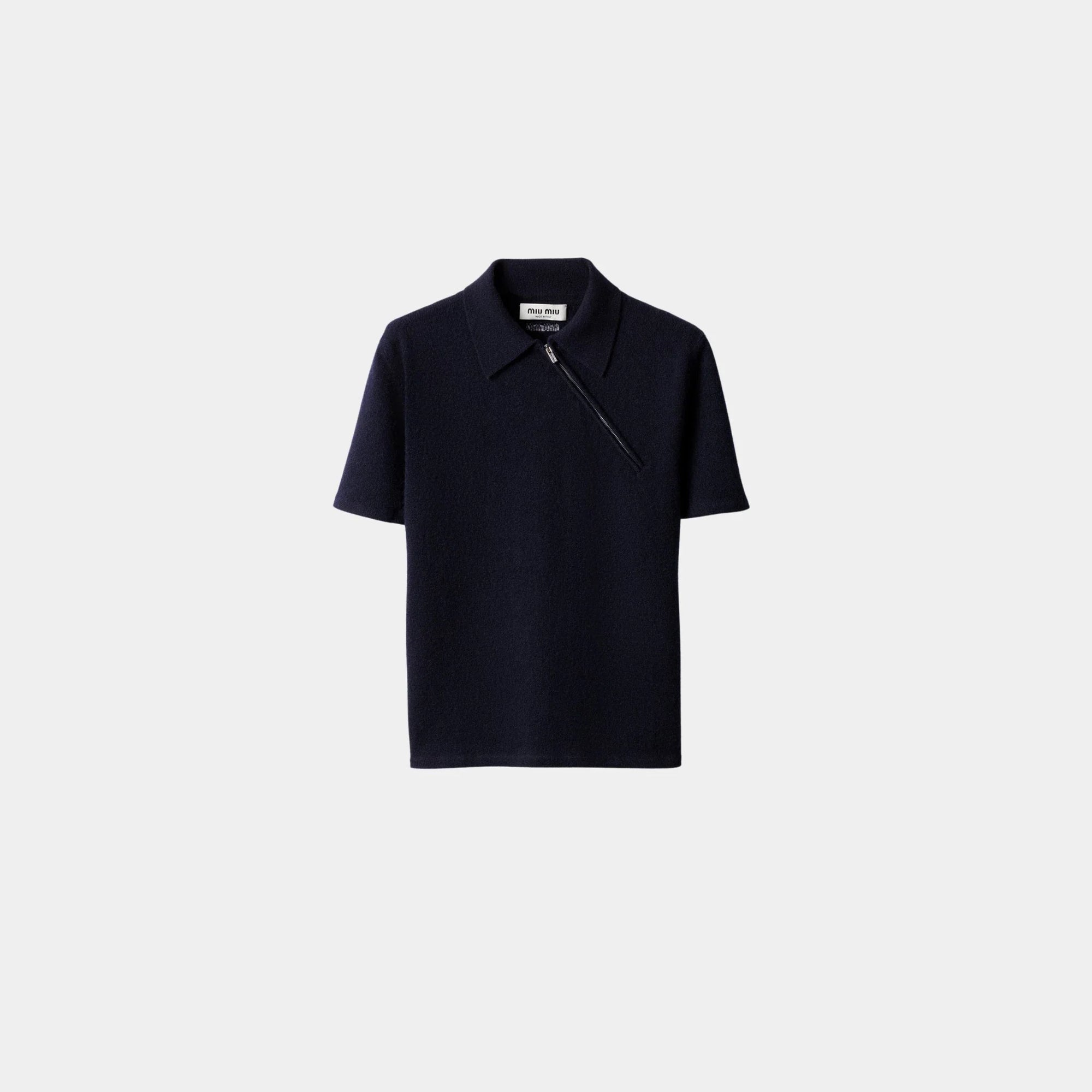 Cashmere Polo Shirt With Side Zipper Detail Miu miu – Гарантія оригінальності – боковий вид