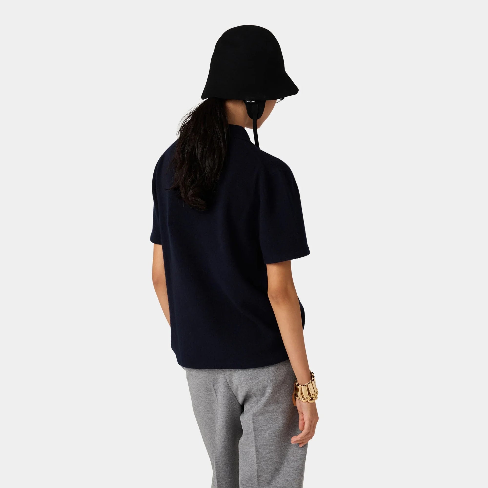 Cashmere Polo Shirt With Side Zipper Detail Miu miu – Гарантія оригінальності – вид ззаду