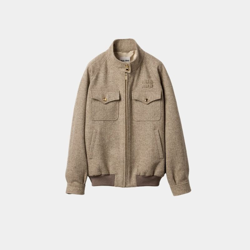 Chevron Blouson Jacket Khaki Miu miu – Гарантія оригінальності – боковий вид