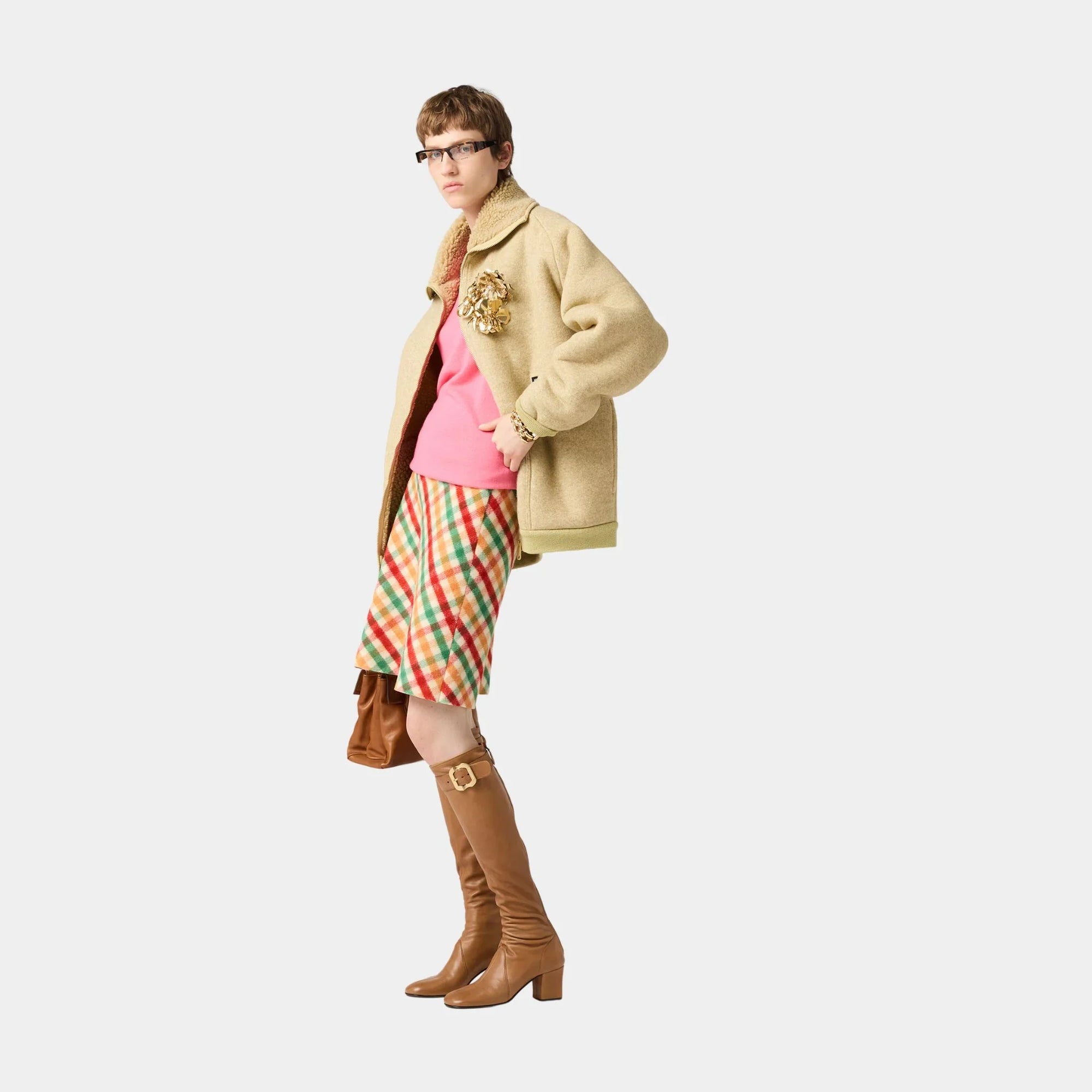 Оригінальна Diagonal Check Skirt Miu miu – вид ззаду