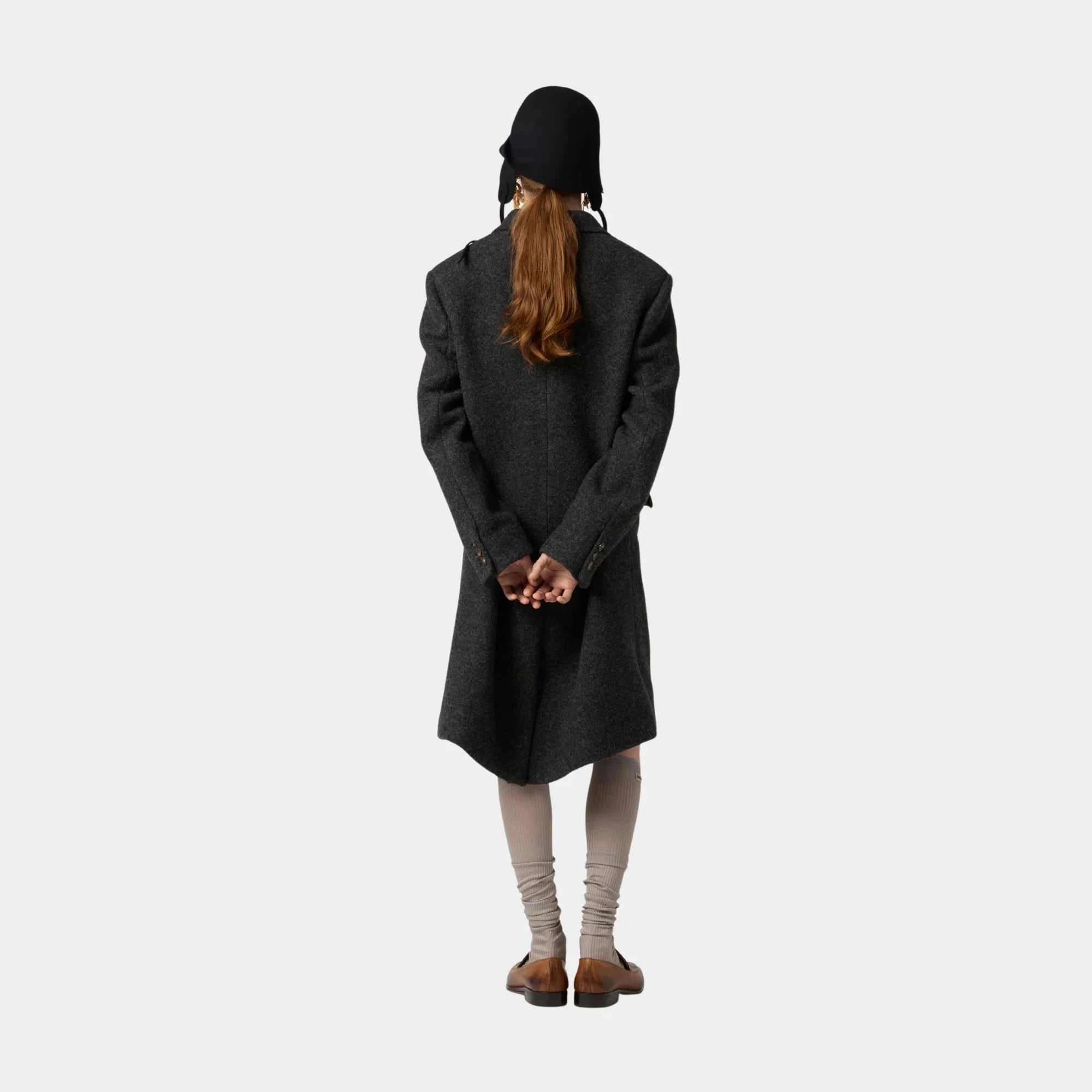 Double-Breasted Shetland Wool Coat Miu miu – Гарантія оригінальності – детальний вид
