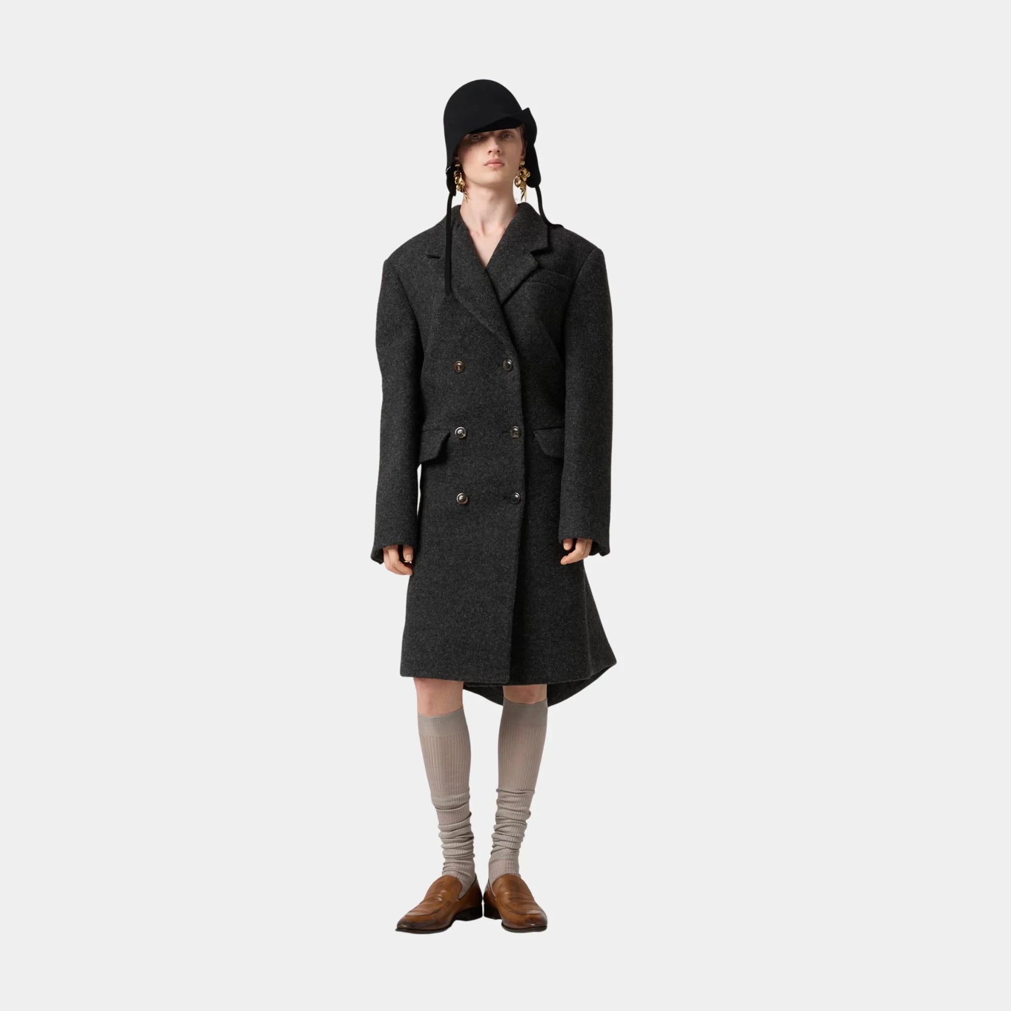 Double-Breasted Shetland Wool Coat Miu miu – Гарантія оригінальності – вид ззаду