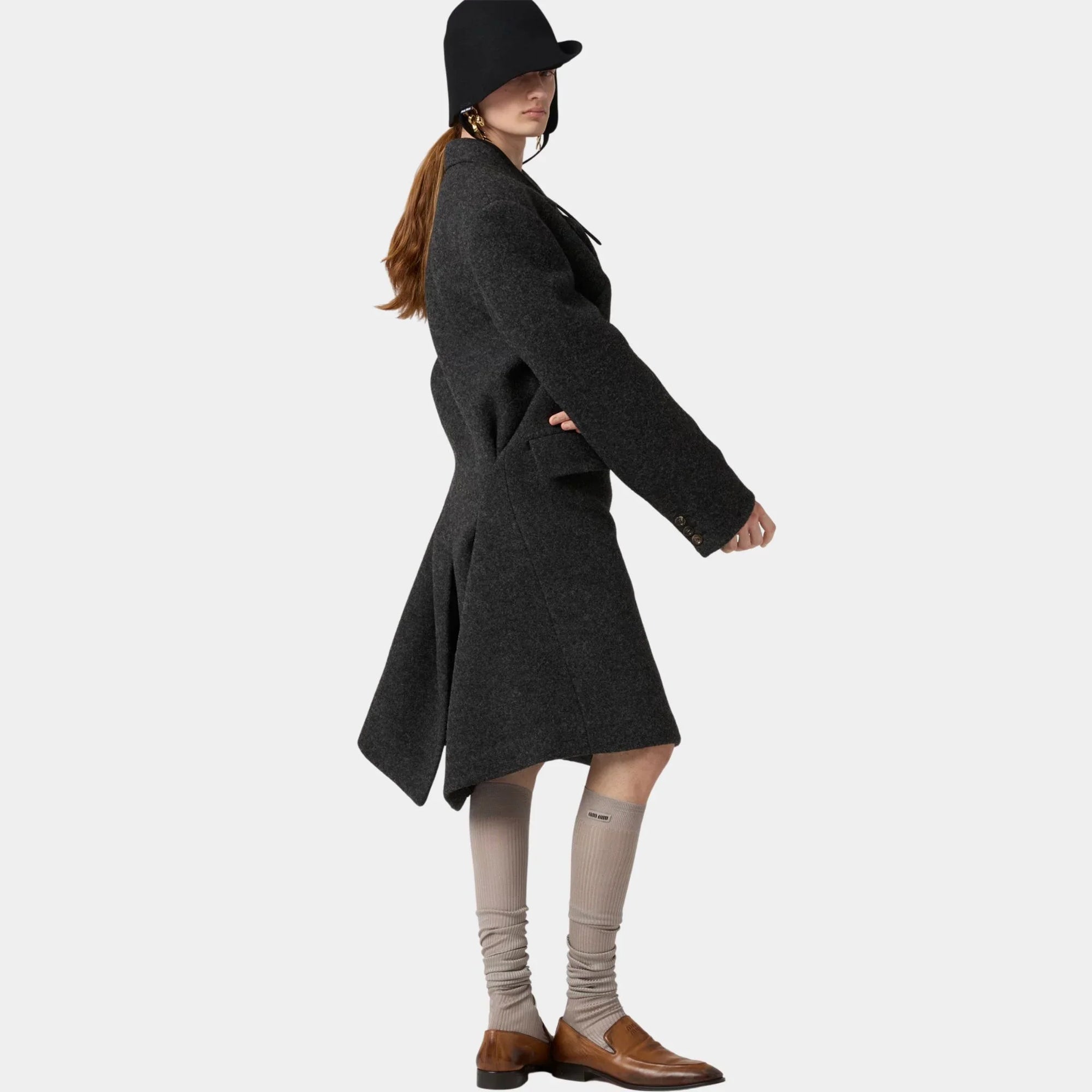 Double-Breasted Shetland Wool Coat Miu miu – Гарантія оригінальності – збільшений вид