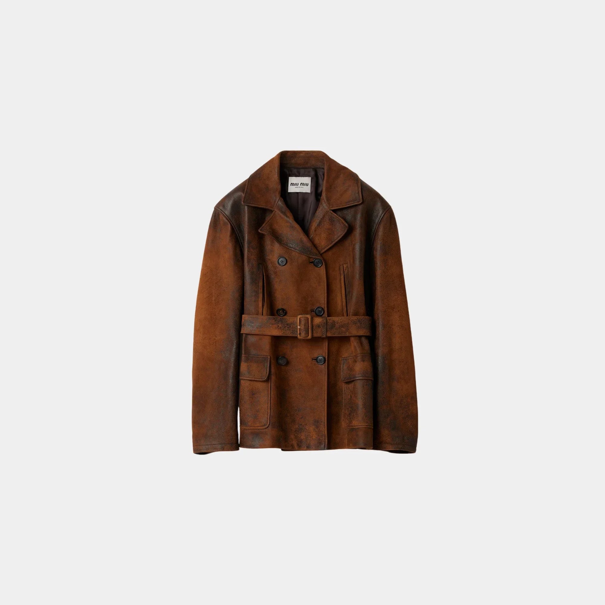 Double-Breasted Waxed Suede Caban Jacket Miu miu оригінал – Купити в Україні – боковий вид