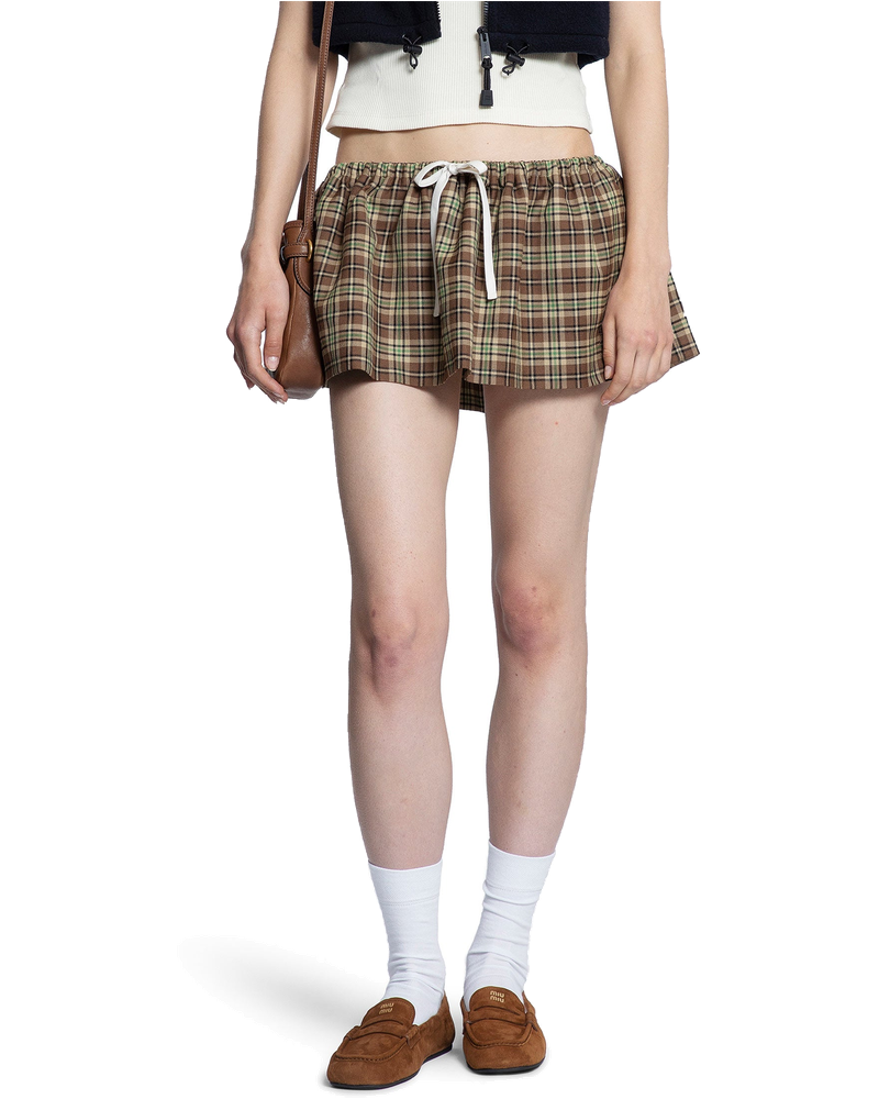 Оригінальна Check Wool Mini Skirt Miu miu