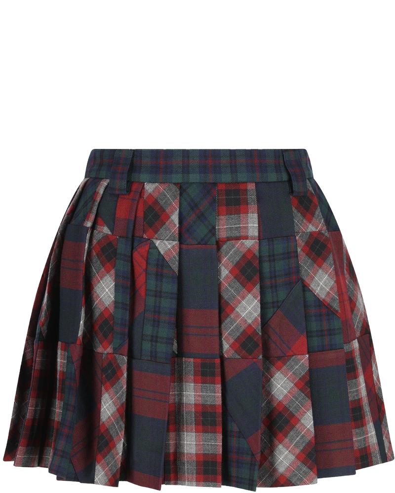 Pleated Mini Skirt In Tartan Patchwork Miu miu оригінал – Купити в Україні