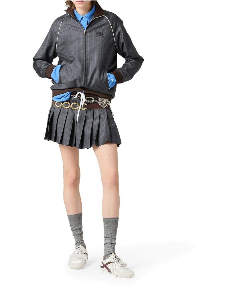 Оригінальна Pinstriped Pleated Miniskirt Miu miu