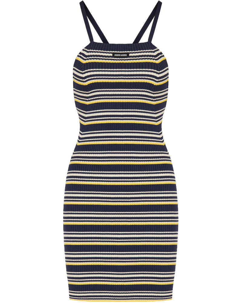 Оригінальна Striped Sleeveless Dress In Cotton Blend Miu miu