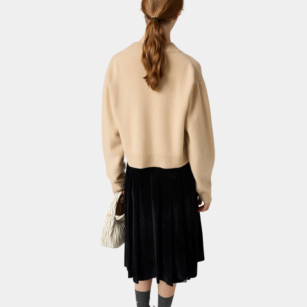 Embroidered Cashmere Cardigan Albino White Miu miu оригінал – Купити в Україні – вид ззаду
