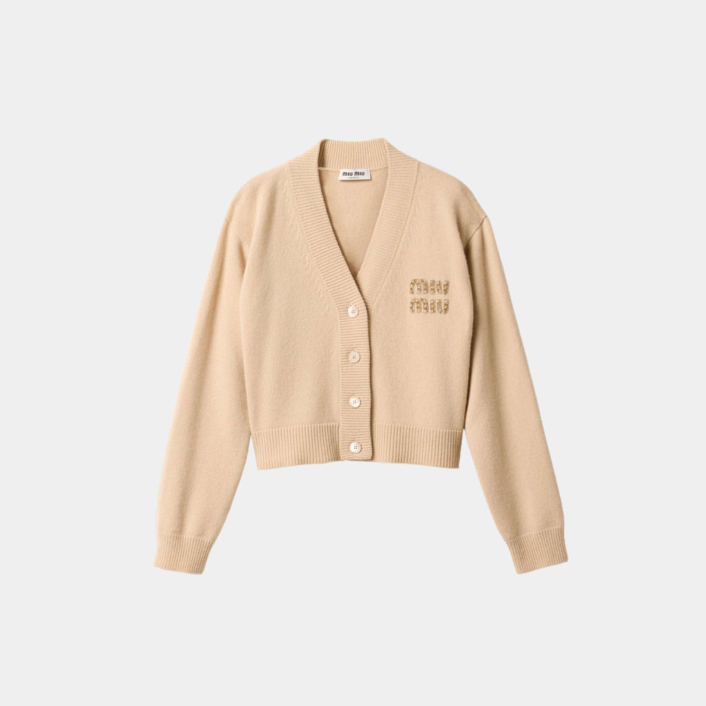 Embroidered Cashmere Cardigan Albino White Miu miu оригінал – Купити в Україні – боковий вид