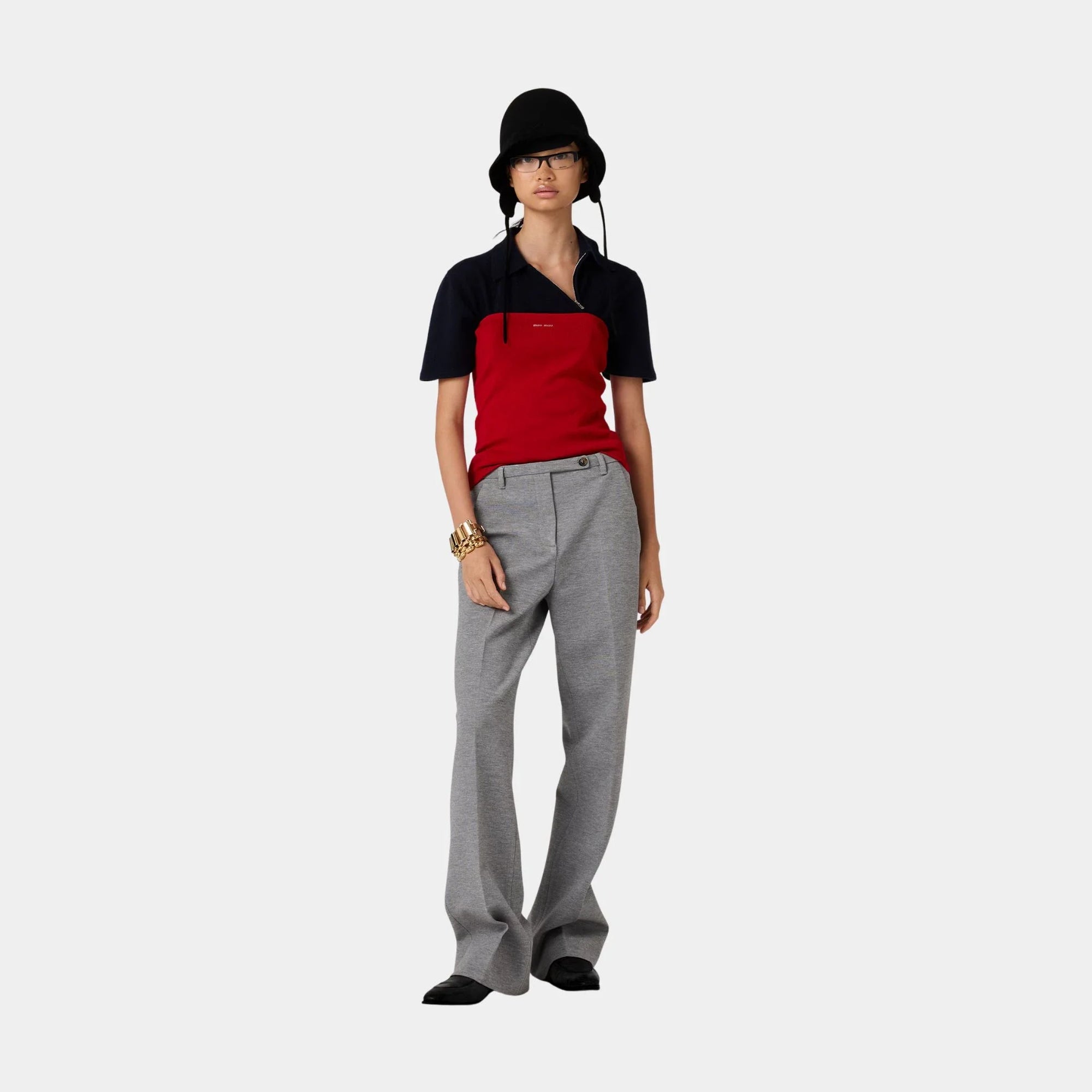 Fabric Stitch Knit Pants With Button Miu miu – Гарантія оригінальності – вид ззаду
