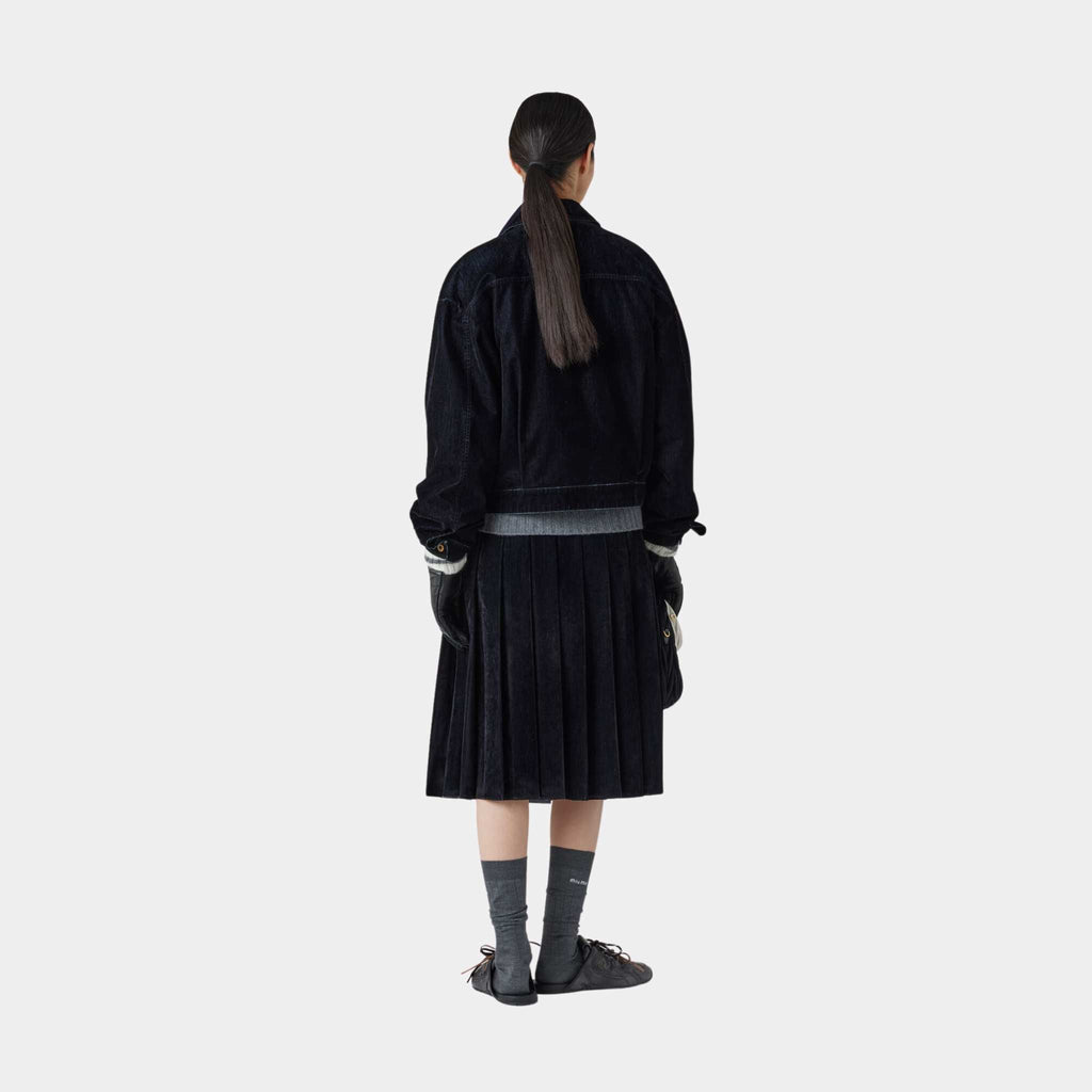 Flocked Chambray Blouson Jacket Black Miu miu оригінал – Купити в Україні – вид ззаду