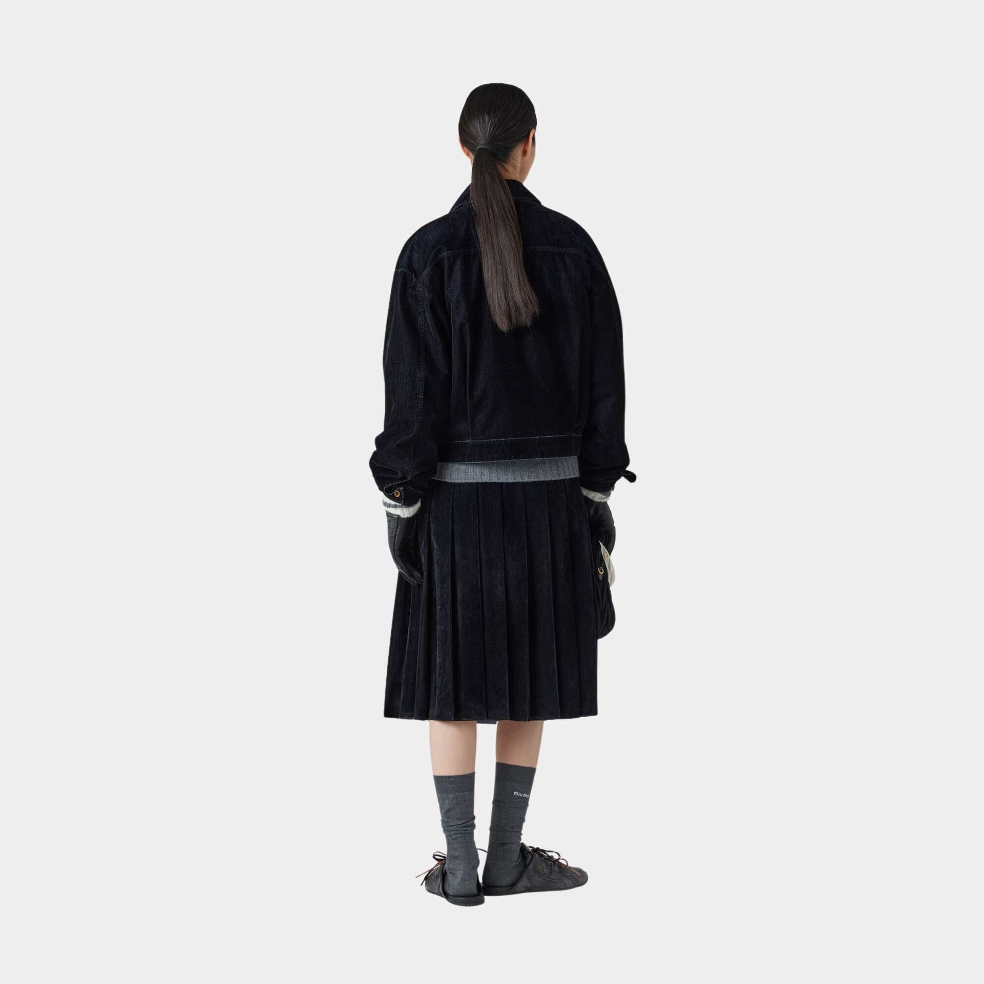 Flocked Chambray Blouson Jacket Black Miu miu оригінал – Купити в Україні – вид ззаду