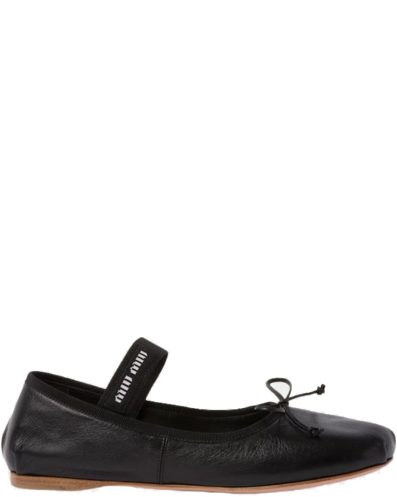 Оригінальна Leather Ballerinas With Removable Elastic Miu miu