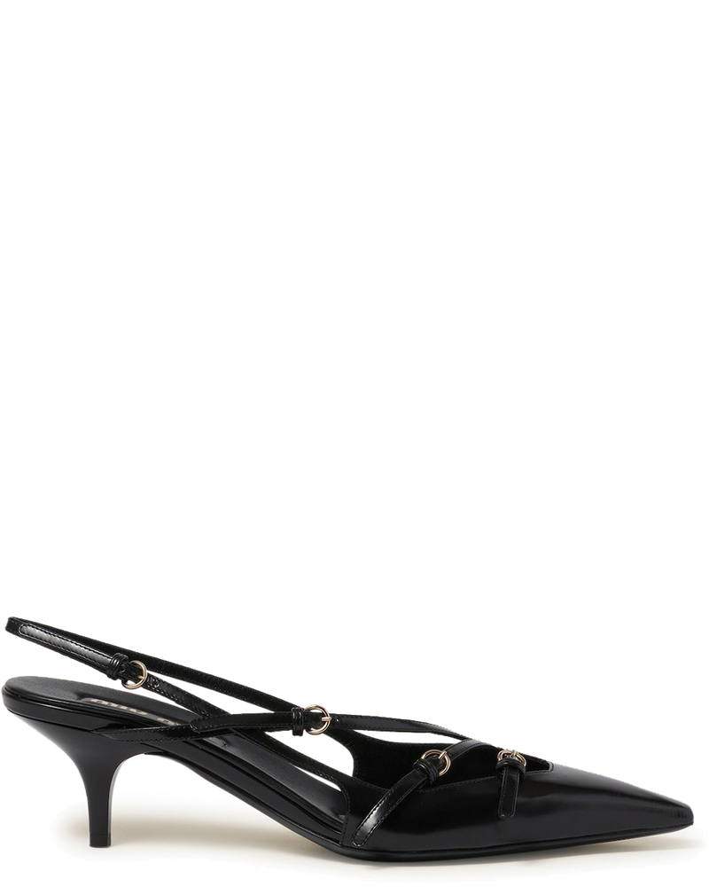 Оригінальна Patent Leather Slingback With Buckles Miu miu