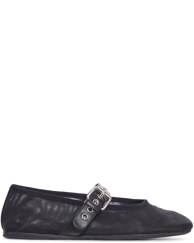 Оригінальна Mesh Ballerinas With Leather Buckle Miu miu