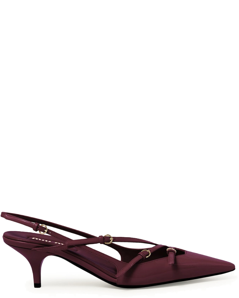 Оригінальна Patent Leather Slingback With Buckles Miu miu