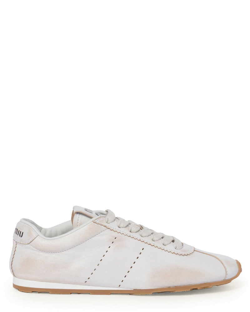 Оригінальна Plume Sneakers In Bleached Nappa Miu miu