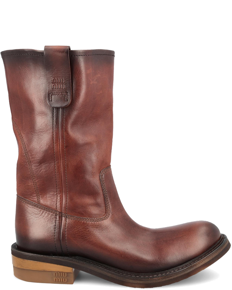 Оригінальна Foule Leather Ankle Boots Miu miu