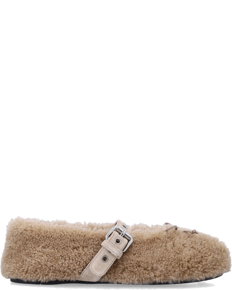 Оригінальна Shearling Ballerinas With Buckle Strap Miu miu