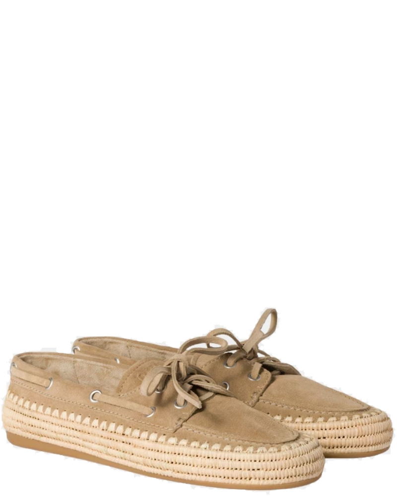 Оригінальна Suede And Raffia Boat Shoes Miu miu