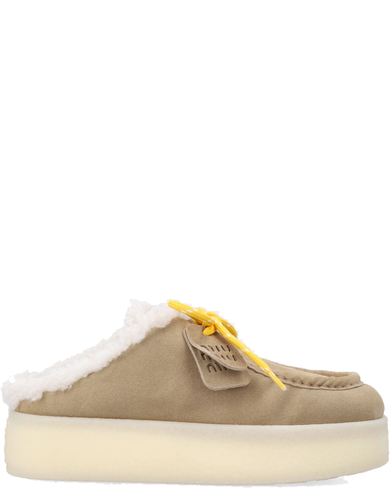 Suede Mule Loafers With Shearling Lining Miu miu – Гарантія оригінальності