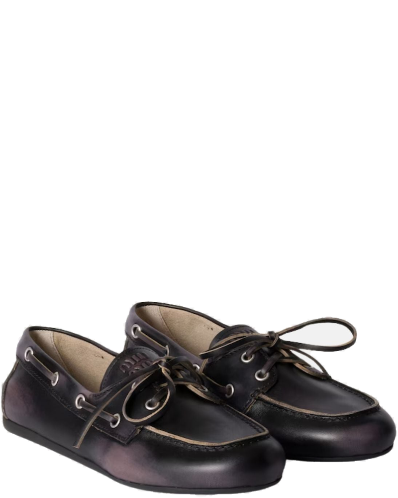 Unlined Bleached Leather Boat Shoes Miu miu оригінал – Купити в Україні