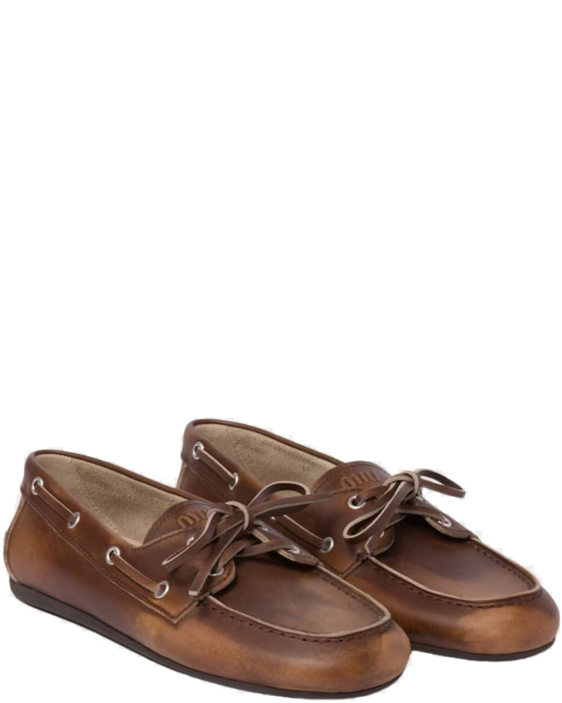 Unlined Bleached Leather Boat Shoes In Calfskin Miu miu – Гарантія оригінальності