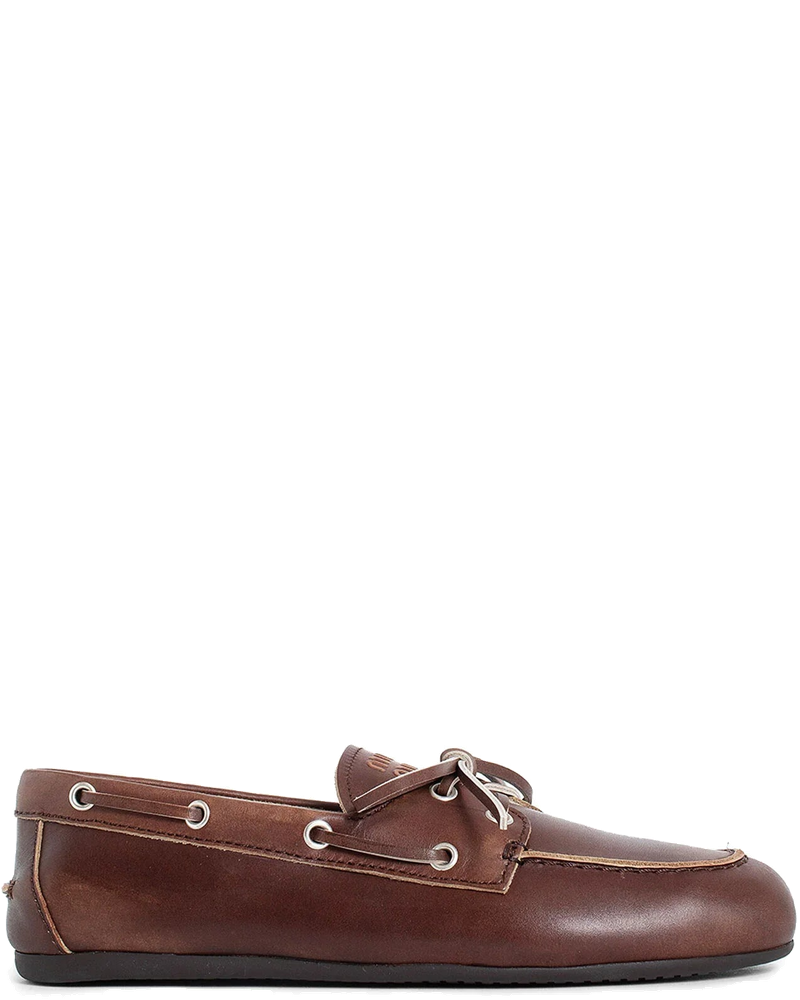 Оригінальна Unlined Bleached Leather Loafers Miu miu