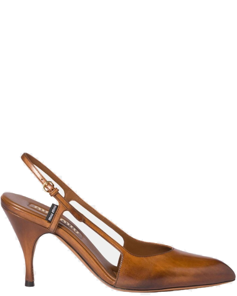 Waxed Calf Leather Slingback Pumps Miu miu – Гарантія оригінальності
