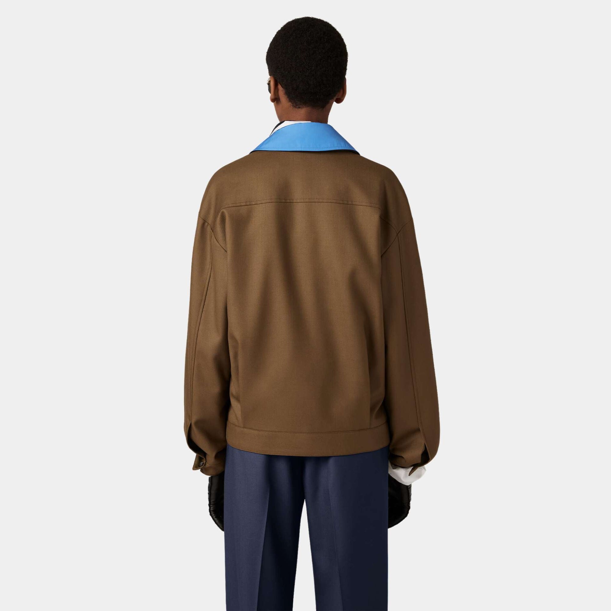 Оригінальна Gabardine Blouson Jacket With Poplin Collar Tundra Miu miu – вид ззаду