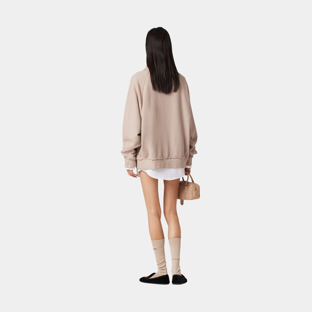 Оригінальна Garment Dyed Cotton Fleece Sweatshirt Miu miu – вид ззаду