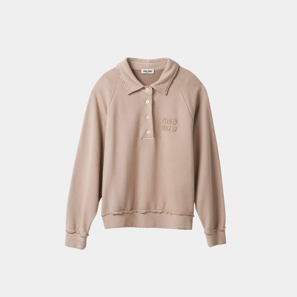 Оригінальна Garment Dyed Cotton Fleece Sweatshirt Miu miu – боковий вид