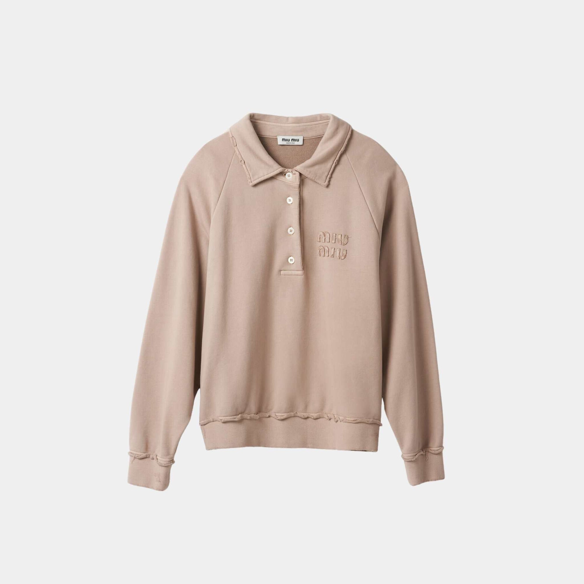 Оригінальна Garment Dyed Cotton Fleece Sweatshirt Miu miu – боковий вид