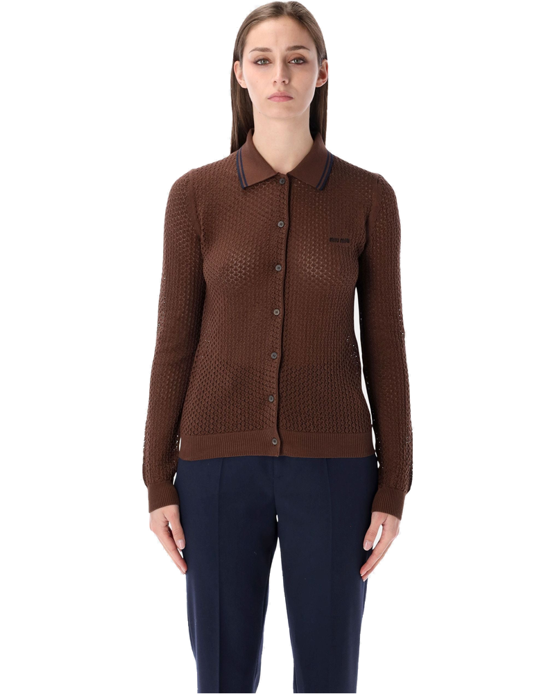 Cotton Cardigan With Lacy Knit Motif Miu miu – Гарантія оригінальності