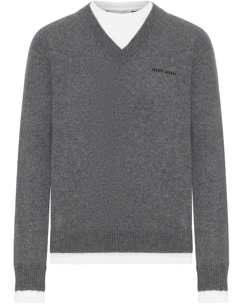 Оригінальна Cashmere Sweater With Contrasting Inserts Miu miu