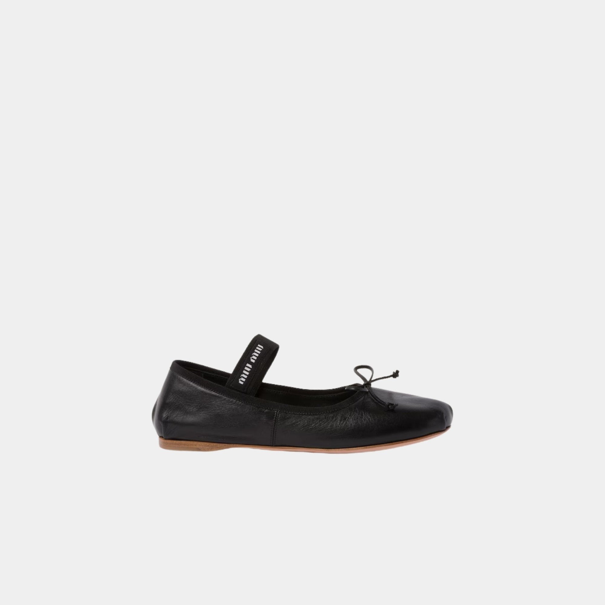 Оригінальна Leather Ballerinas With Removable Elastic Miu miu – боковий вид