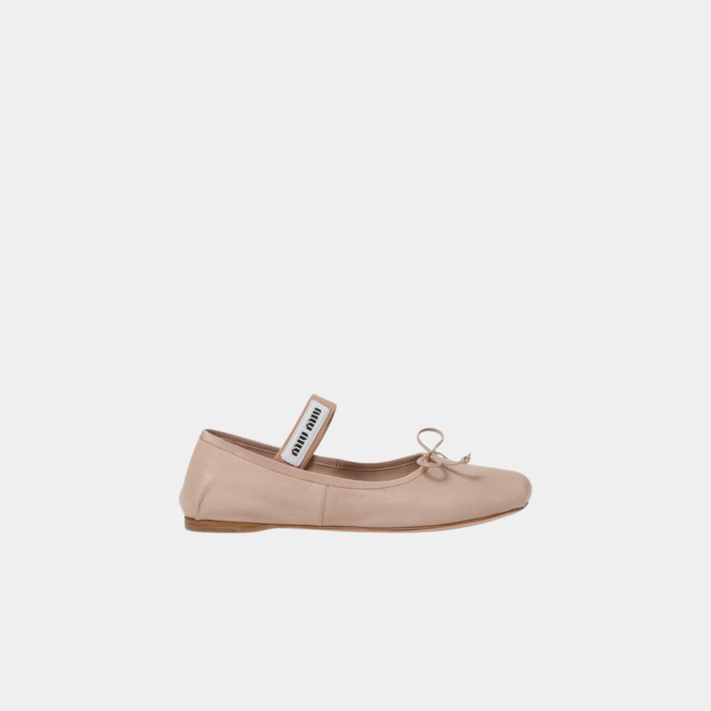 Оригінальна Leather Ballerinas With Removable Elastic Miu miu – збільшений вид
