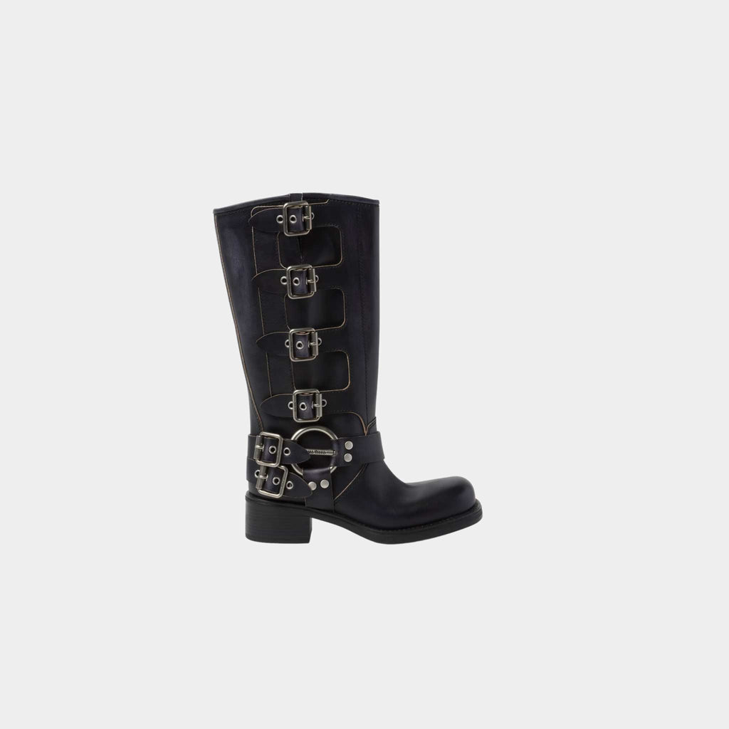 Leather Boots Logo Engraved Harness Ring Miu miu оригінал – Купити в Україні – боковий вид