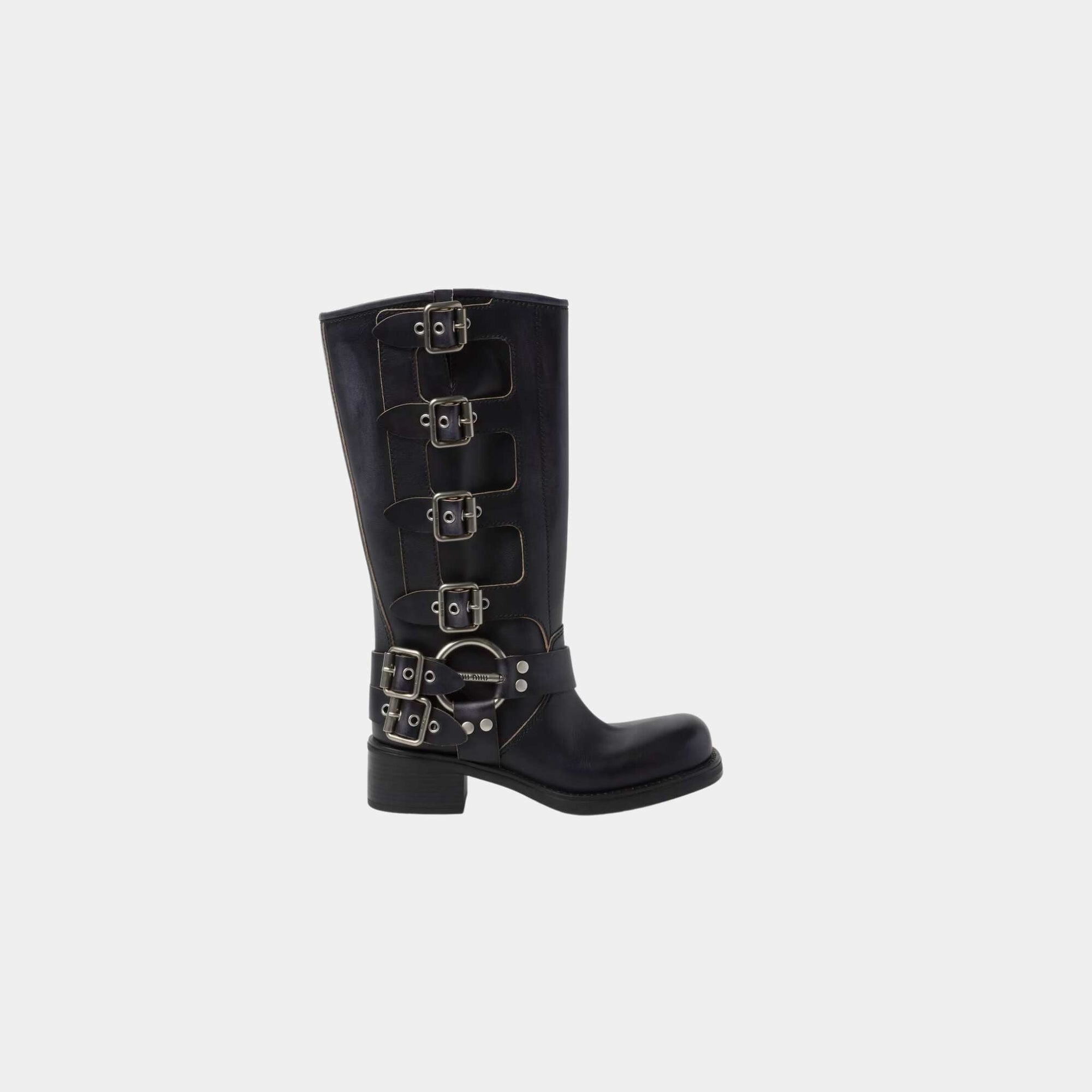 Leather Boots Logo Engraved Harness Ring Miu miu оригінал – Купити в Україні – боковий вид